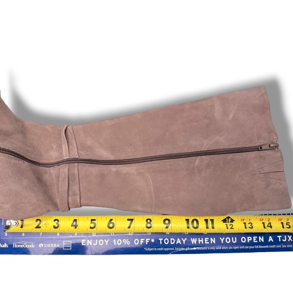 Antonio Melani Taupe Suede Knee High Boots with Gold Buckle Accent Size 6M - Picture 7 of 16